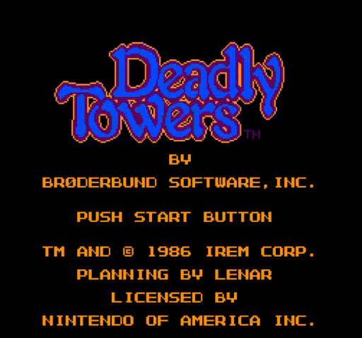 Deadly Towers faulty start-up screen